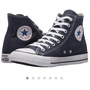 Navy high-top Chuck Taylors